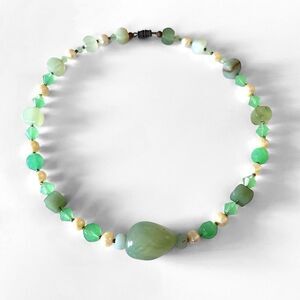 Vintage Jade & Freshwater Pearl Beaded Necklace